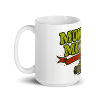 White 15 oz Monster Mugs 001 ceramic mug with handle on the left
