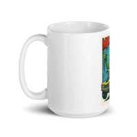 White 15 oz Monster Mugs 005 ceramic mug with handle on the left