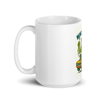 White 15 oz Monster Mugs 006 ceramic mug with handle on the left
