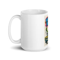 White 15 oz Monster Mugs 008 ceramic mug with handle on the left