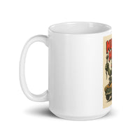 White 15 oz Monster Mugs 009 ceramic mug with handle on the left