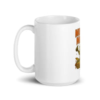 White 15 oz Monster Mugs 013 ceramic mug with handle on the left