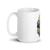 Sierra Nevada bighorn wildlife mug, 15 oz mockup with handle on left