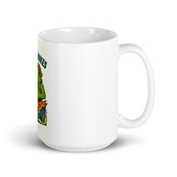 White 15 oz Monster Mugs 006 ceramic mug with handle on the right