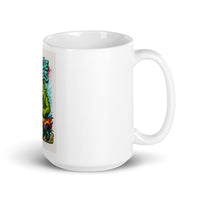 White 15 oz Monster Mugs 007 ceramic mug with handle on the right