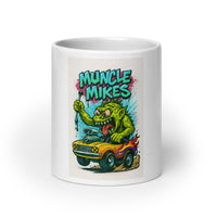 Front view of white 20 oz Monster Mugs 007 ceramic coffee mug