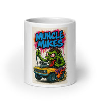 Front view of white 20 oz Monster Mugs 008 ceramic coffee mug