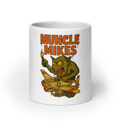 Front view of white 20 oz Monster Mugs 012 ceramic coffee mug
