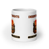Desert Nights tiny trailer camping mug, 20 oz front view