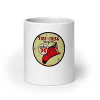 Fire Chief Vintage Gas and Oil T-Shirt — Muncle Mikes white coffee mug front view — 20 oz