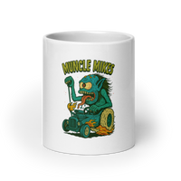 Hot Rods and Monsters 002 T-Shirt — Muncle Mikes white coffee mug front view — 20 oz