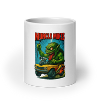 Muncle Mikes Hot Rod and Rat Rod Shirt Mayhem! Monster Rods! (003) white coffee mug front view — 20 oz