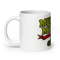 White 20 oz Monster Mugs 001 ceramic mug with handle on the left
