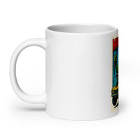 White 20 oz Monster Mugs 005 ceramic mug with handle on the left