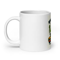 White 20 oz Monster Mugs 006 ceramic mug with handle on the left