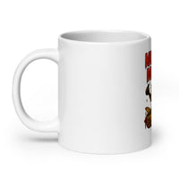 White 20 oz Monster Mugs 013 ceramic mug with handle on the left