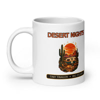 Desert Nights tiny trailer camping mug, 20 oz handle on left