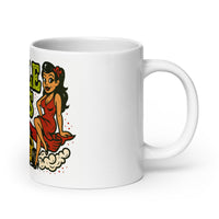 White 20 oz Monster Mugs 001 ceramic mug with handle on the right