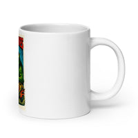 White 20 oz Monster Mugs 005 ceramic mug with handle on the right