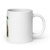 White 20 oz Monster Mugs 006 ceramic mug with handle on the right