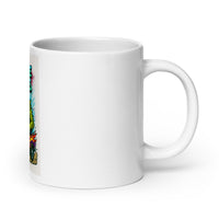 White 20 oz Monster Mugs 007 ceramic mug with handle on the right