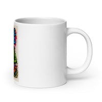 White 20 oz Monster Mugs 008 ceramic mug with handle on the right