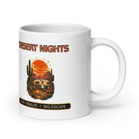 Desert Nights tiny trailer camping mug, 20 oz handle on right