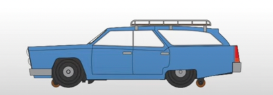 Bachmann O Scale E-Z Street Light Blue Motorized Station Wagon - side illustration