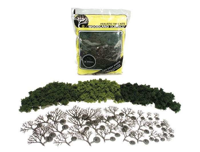 Woodland Scenics TR1102 Mixed Green Deciduous Tree Kit, 14 trees, 3 to 5 inches