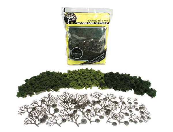 Woodland Scenics TR1102 Mixed Green Deciduous Tree Kit, 14 trees, 3 to 5 inches