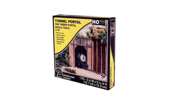 Woodland Scenics C1254 HO scale Timber Single Track Tunnel Portal, one-piece retail package
