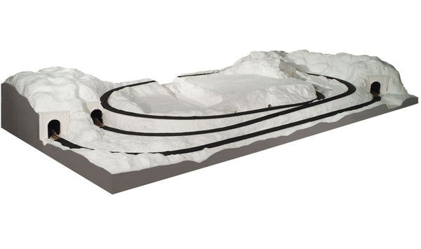 Woodland Scenics ST1484 River Pass HO layout kit - assembled terrain base example