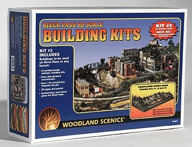 Woodland Scenics S1487 River Pass Building Set - 15 HO Scale Kits - product image