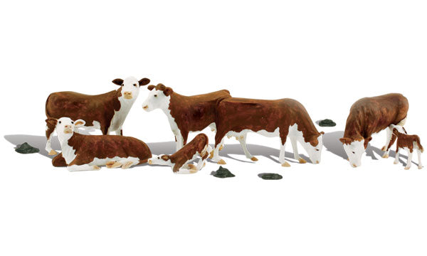Woodland Scenics HO Hereford Cows Figure Set – A1843