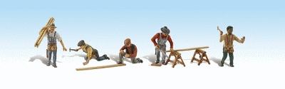 Woodland Scenics HO Scale Carpenter Crew, five hand-painted figures