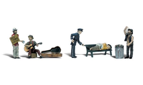 Woodland Scenics A2196 Park Bums and Police Officer N scale figures