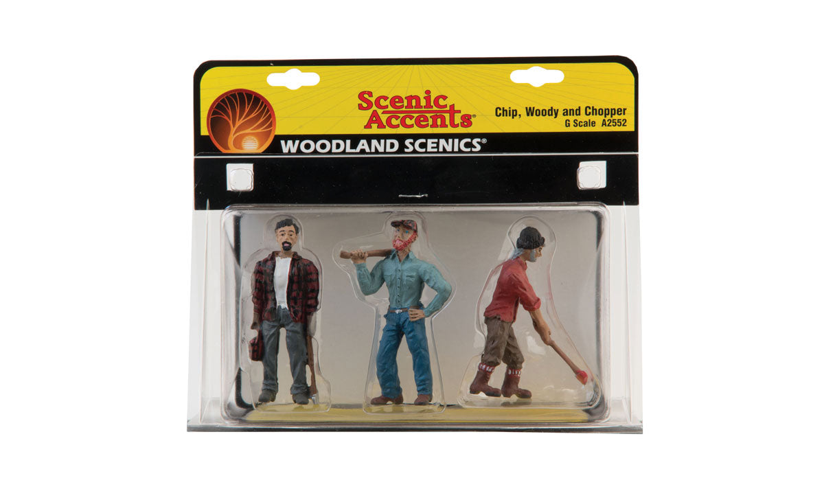 Woodland Scenics Chip Woody and Chopper G scale figures