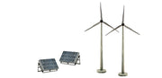 Woodland Scenics Scene-A-Rama SP4348 Alternative Energy, assembled miniature wind turbines and solar panels