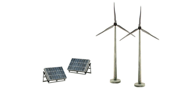 Woodland Scenics Scene-A-Rama SP4348 Alternative Energy, assembled miniature wind turbines and solar panels