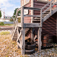 Woodland Scenics BR5074 HO Interlocking Tower, staircase and weathered exterior detail