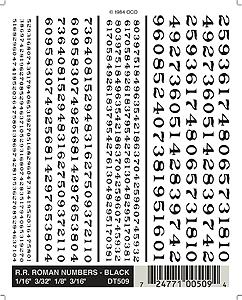 Woodland Scenics D509 Railroad Roman Numbers - Black - product image