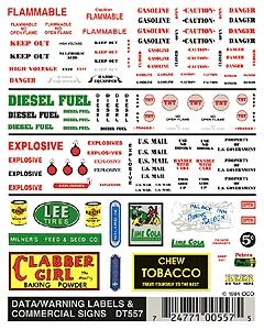 Woodland Scenics DT557 HO Data, Warning Labels and Commercial Signs dry transfer sheet