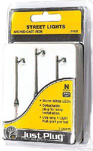 Woodland Scenics JP5639 N scale arched cast iron street lights product package