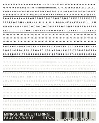 Woodland Scenics D575 Mini-Series Black & White Lettering Dry Transfers - product image