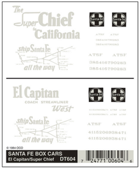 Woodland Scenics HO Santa Fe El Capitan/Super Chief Dry Transfers – DT604 - product image