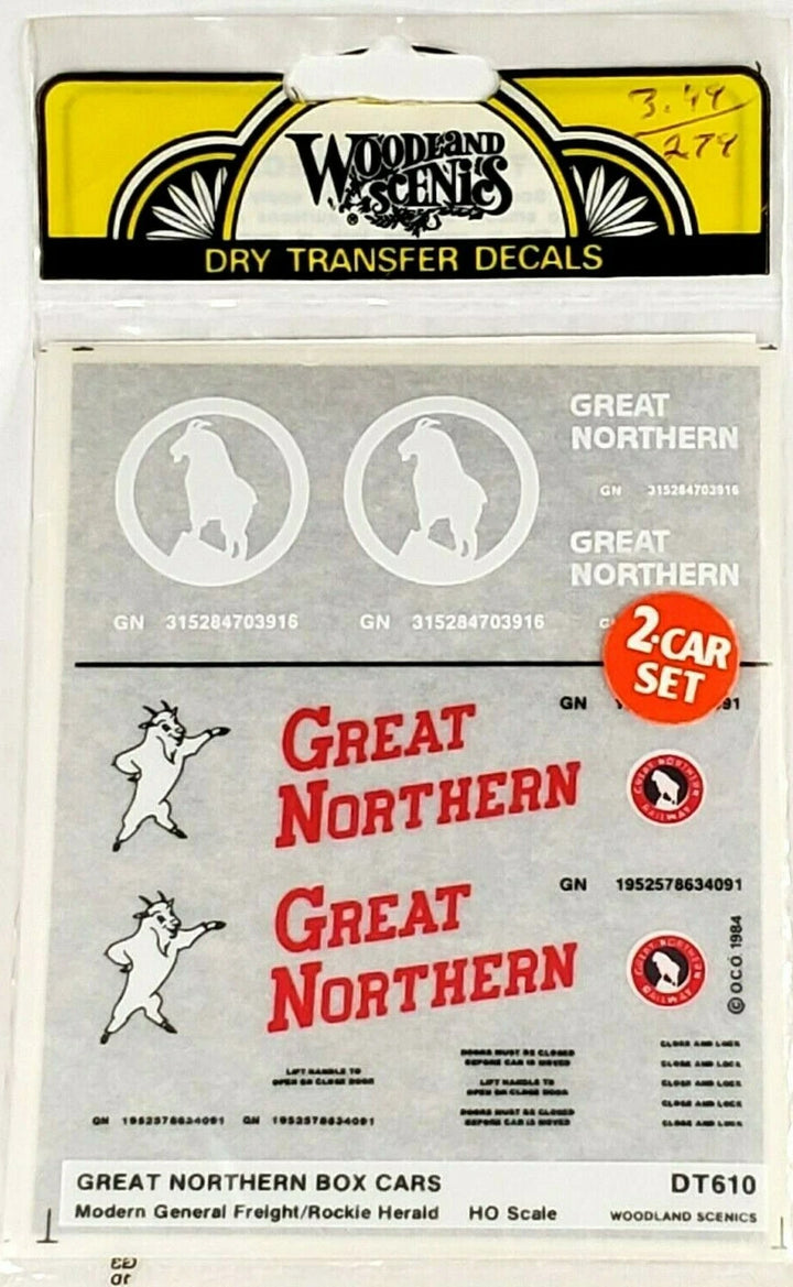 Woodland Scenics DT610 Great Northern Box Cars dry transfer decals