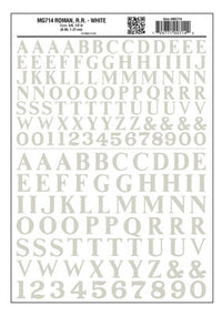 Woodland Scenics 714 Railroad Roman White Dry Transfer Alphabet & Numbers 3/8 & 1/2 in - view 3