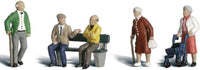 Woodland Scenics HO Scale Senior Citizens figure set with park bench