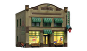 Woodland Scenics BR4943 Dugan's Paint Store, N scale, front and left side view.