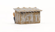 Woodland Scenics BR4946 Tin Shack, N scale, rear view.